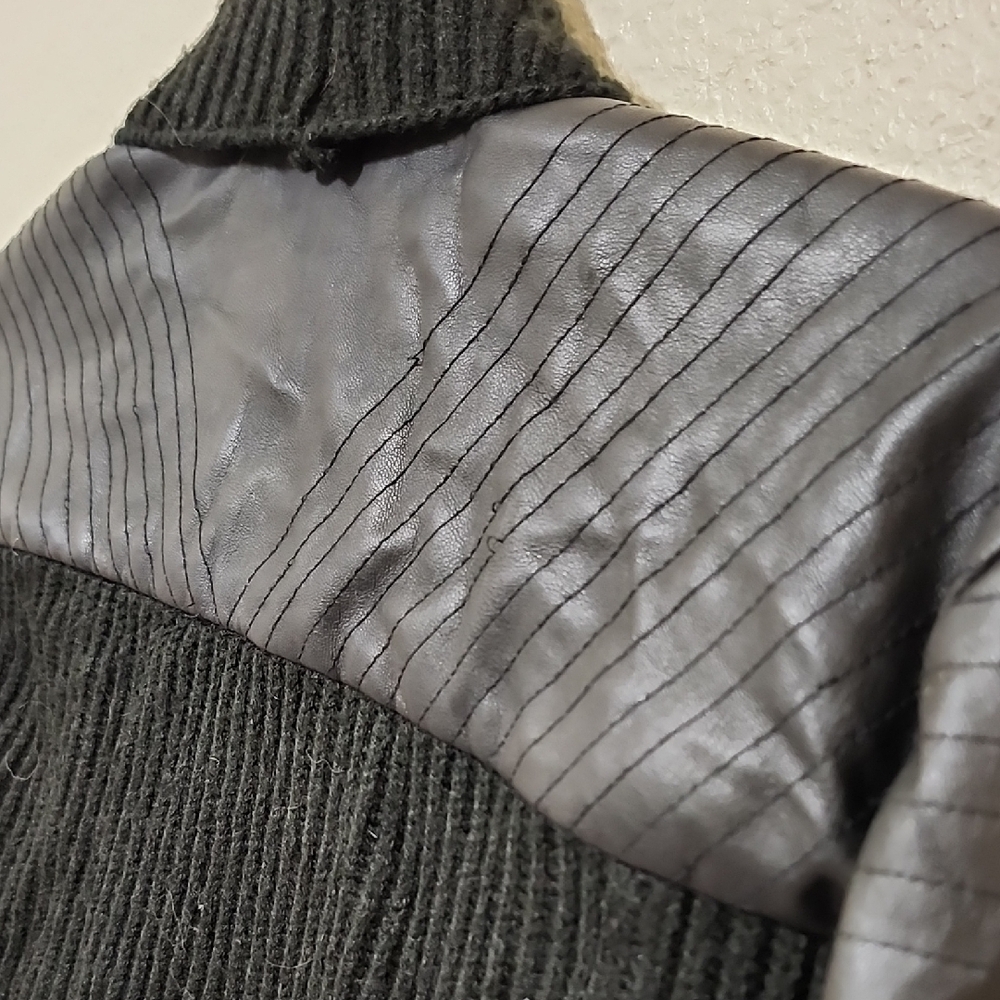 Black Women's Sweater with Leather Accents - Picture 8 of 10